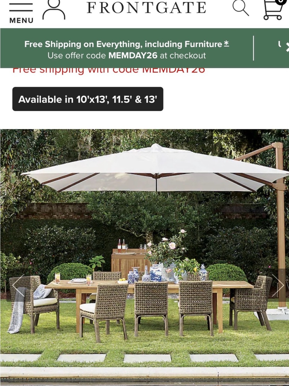 Altura FRONTGATE  11.5 ft sq. Umbrella replacement canopy only - Indigo